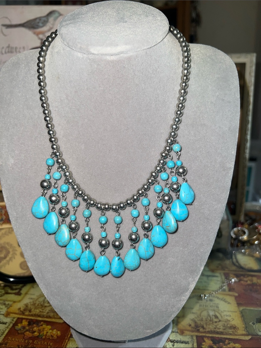 Turquoise like  Teardrop Statement Necklace - Women Jewelry